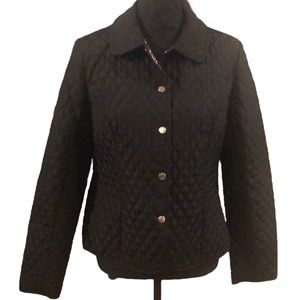 KIM ROGERS QUILTED SNAP FRONT JACKET BLACK SIZE MEDIUM
